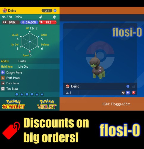 6iv shiny deino - shiny,
