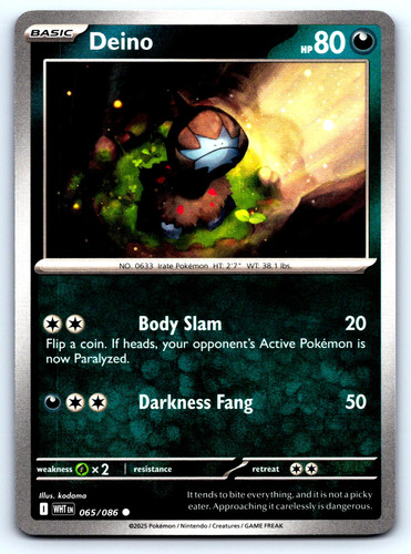 Carta pokemon deino white - carta,